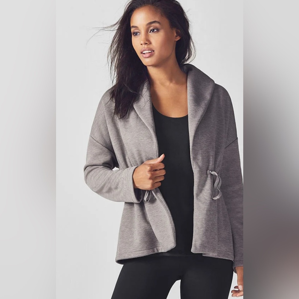 Fabletics Gray Cinch Waist Knit Jacket XS • Athleisure • FREE SHIPPING